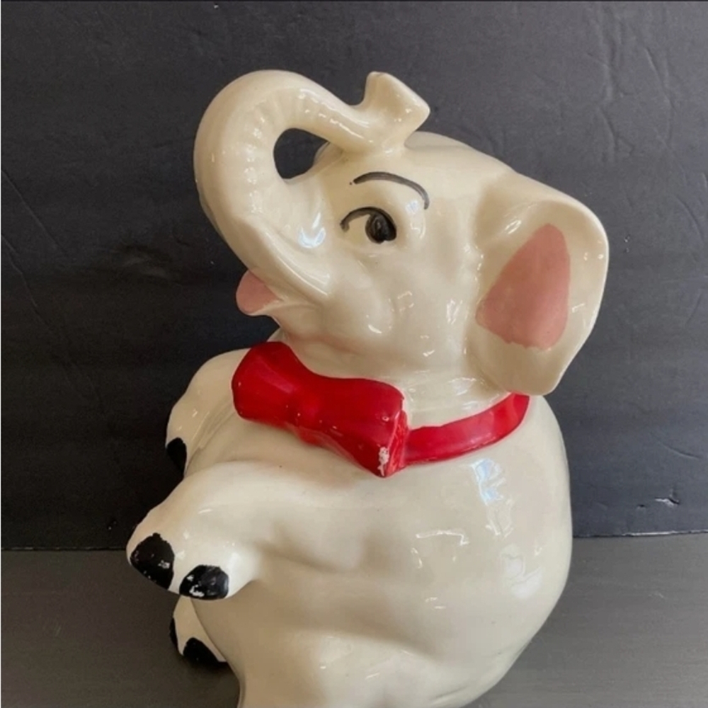 Elegant Ceramic Elephant with Red Scarf